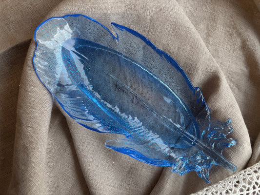 Resin Epoxy Feather in Blue