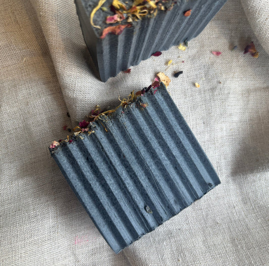 Petunia - Charcoal Oatmeal Bergamot Rosewood Cedarwood Handmade Soap