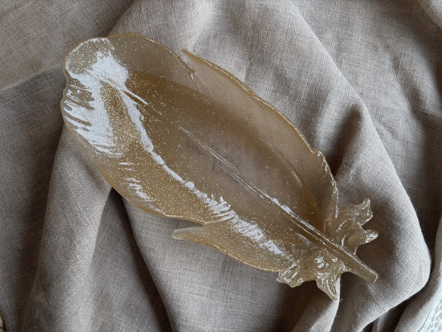 Resin Epoxy Feather in Gold